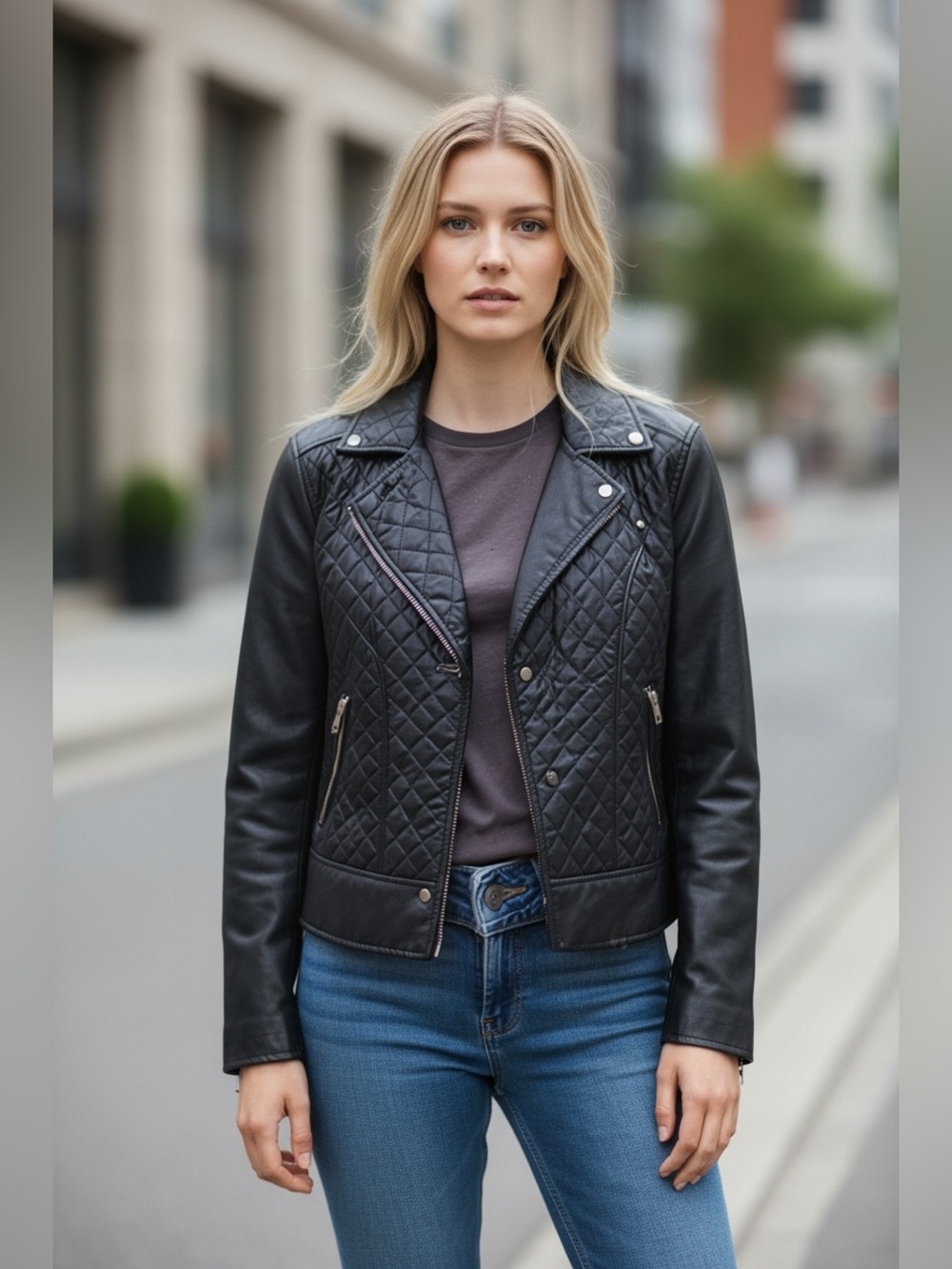 Marc New York PU Leather Biker Jacket Black Sz L